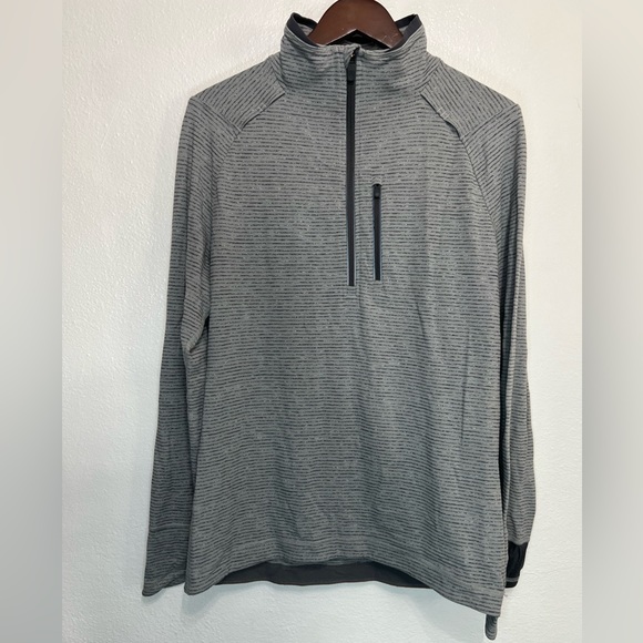 lululemon athletica Other - Lululemon Surge Quarter Zip Pullover Long Sleeve Shirt Gray Striped Mens Medium